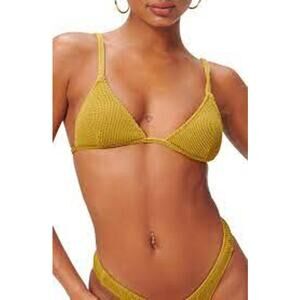 NEW! Good American Bikini Top Always Fits Triangle Dirty Olive - 1